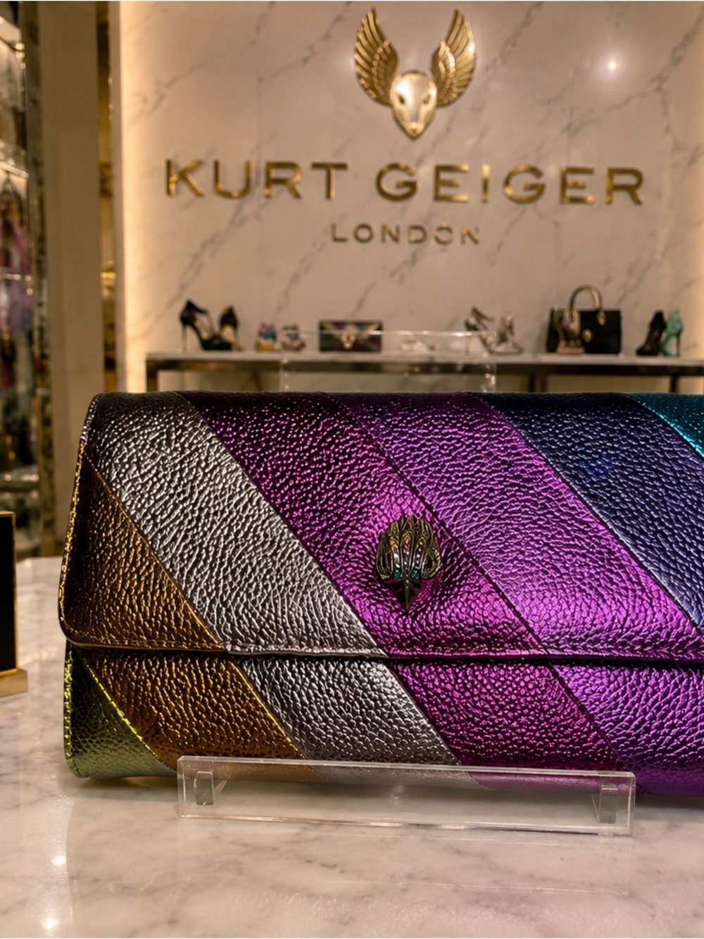Kurt Geiger London Kensington Metallic Rainbow Crossbody Wallet